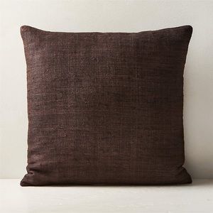 CB2 RAJ DARK BROWN SILK THROW PILLOW COVER 20”
